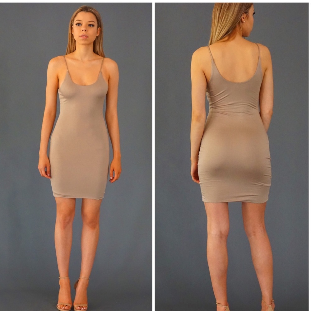 Sexy simple taupe mini dress